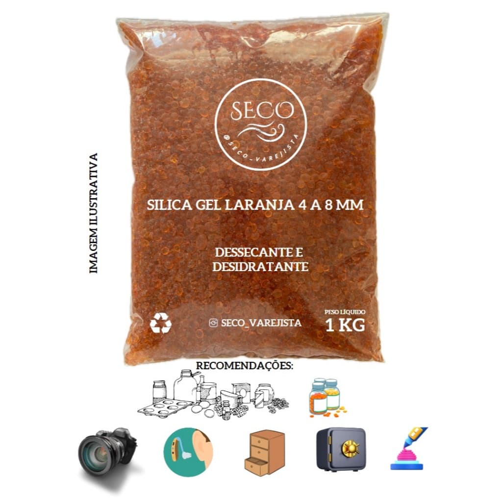 Silica Gel Laranja ( 4-8 mm) Desumidificante E Desidratante atóxica