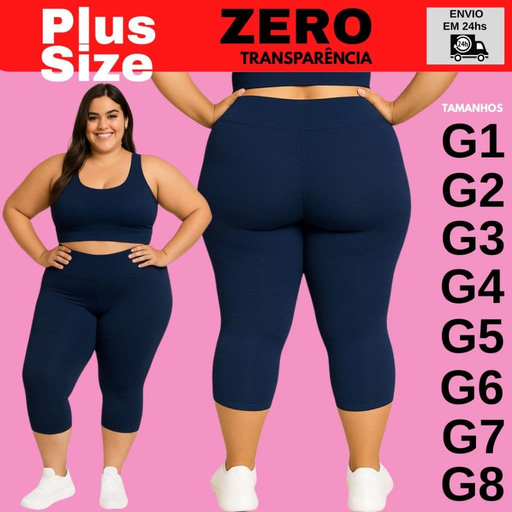 Calça Corsário Feminina Plus Size com Tecido Suplex e Cós Anatômico