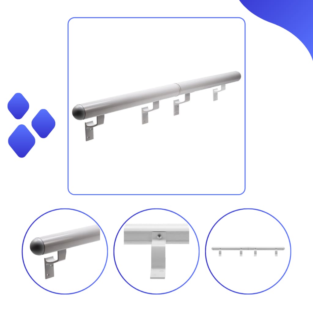 Corrimão De Alumínio Branco 2,30 Mts P/ Escada Parede Rampa
