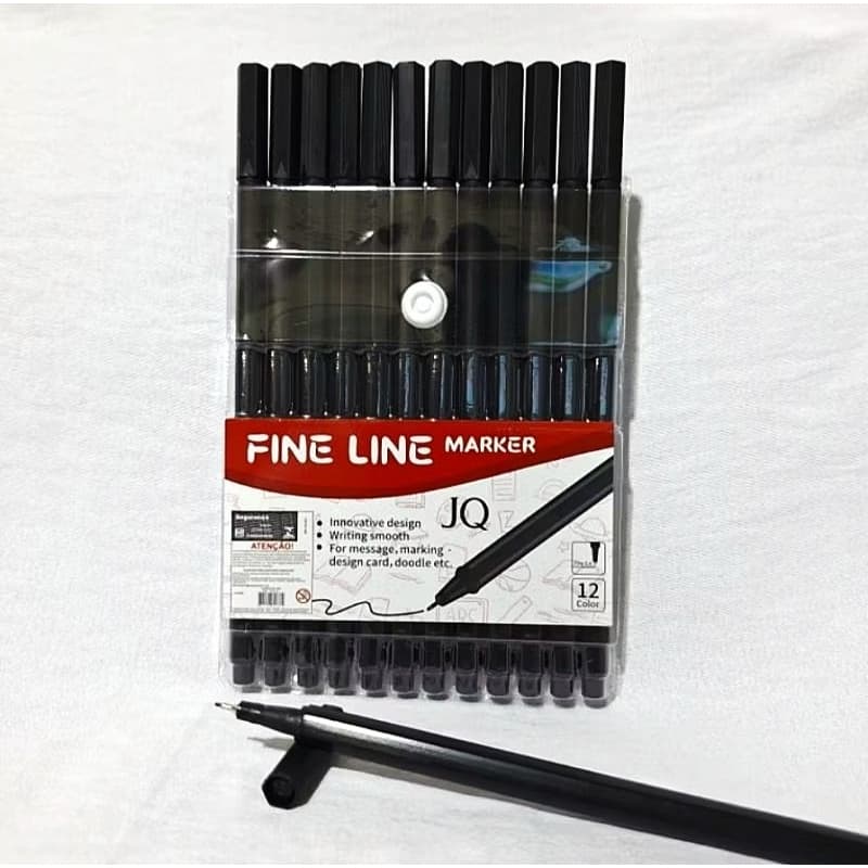 Canetas Fine line Preta com 6 ou 12 Unidades Ponta Super Fina 0.4mm Fine lineTraço Fino e Preciso