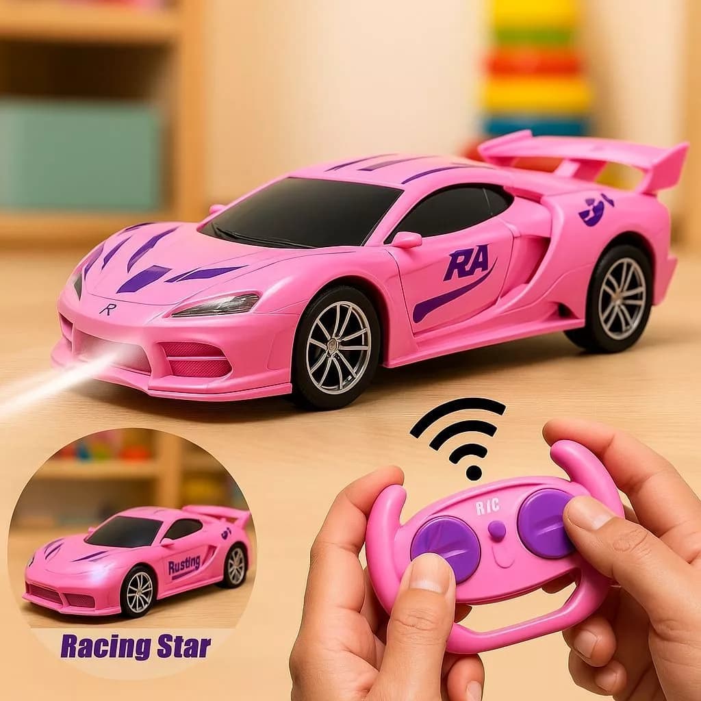 Brinquedo Carrinho de Controle Remoto Rosa Recarregável Esportivo Rápido Lamborguini Ferrari