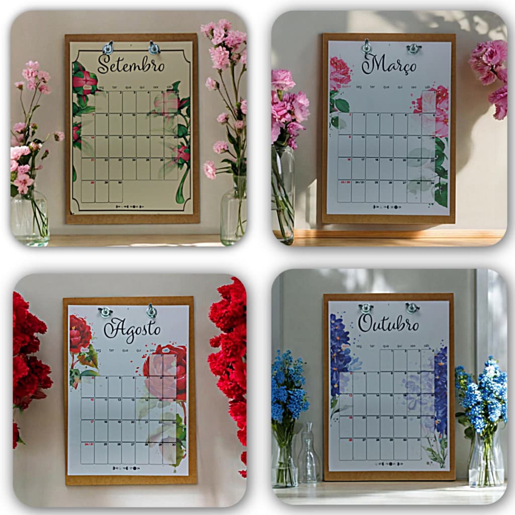 Calendário de Parede 2026/2027 - Base Wire-O Vertical A4 - Jardim