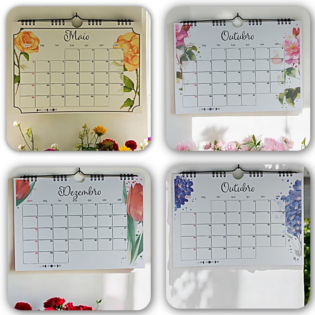 Calendário de Parede 2026/2027 - Base Wire-O Horizontal A4 - Jardim