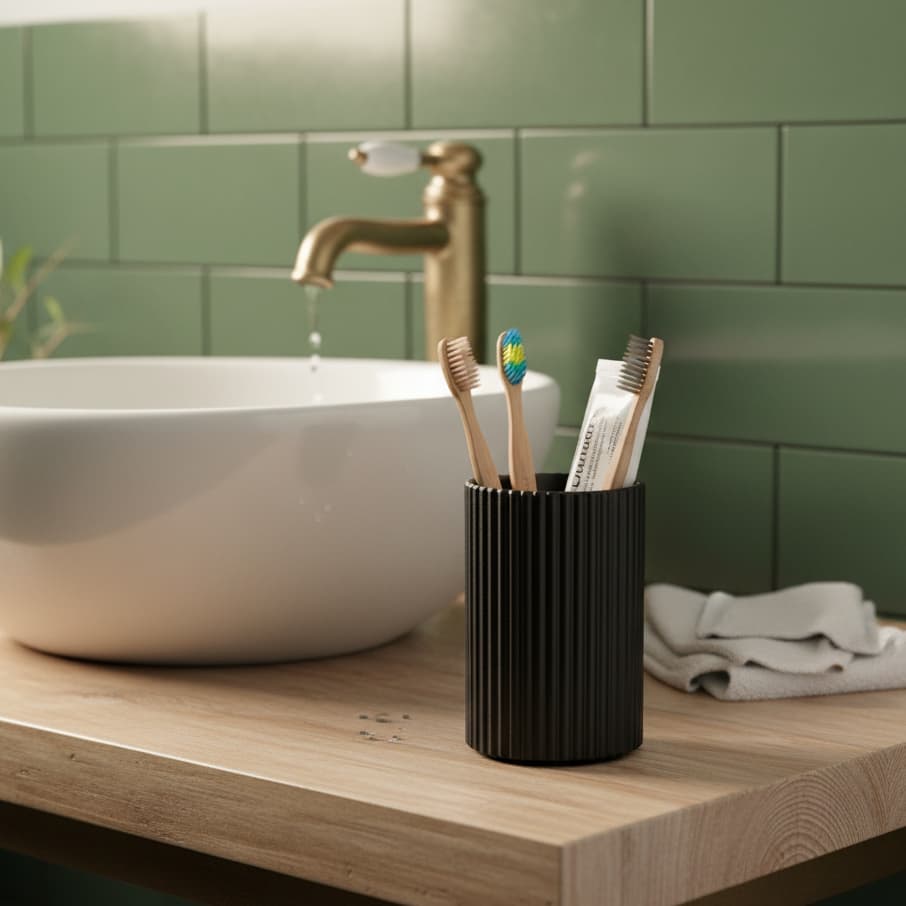 Porta Escovas Bancada Com Design Minimalista Para Organização do Banheiro