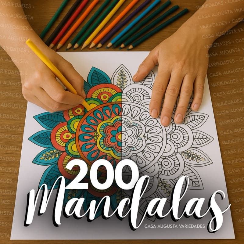 50, 100 ou 200 Mandalas para Colorir – Folhas A4 Soltas | Relaxamento | Arteterapia | Kit Antiestresse.