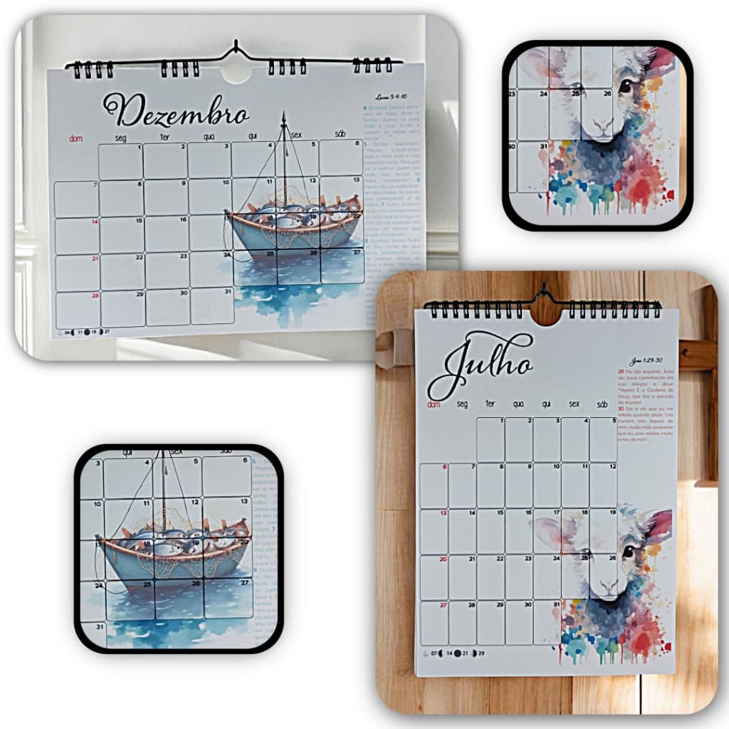 Calendário de Parede 2026/2027 - Base Wire-O Horizontal/Vertical A4 - Evangelhos