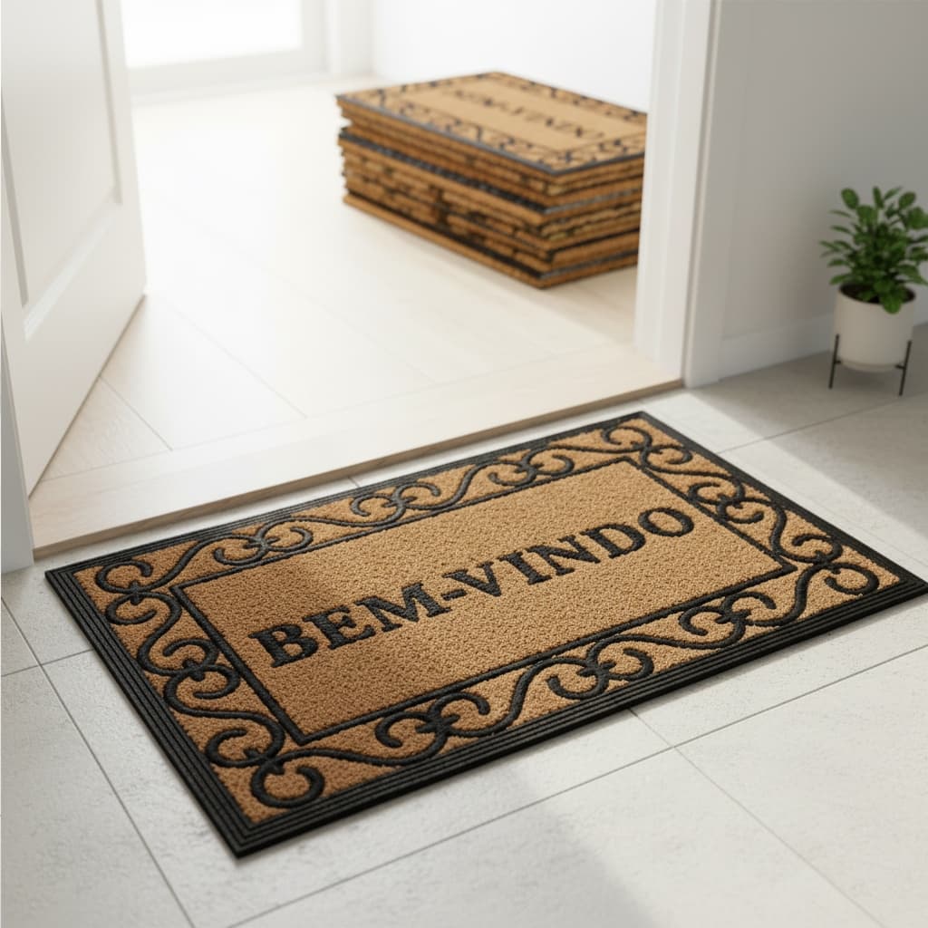 Tapete Capacho Fibra De Coco Emborrachado Grande Bem-Vindo 40x60