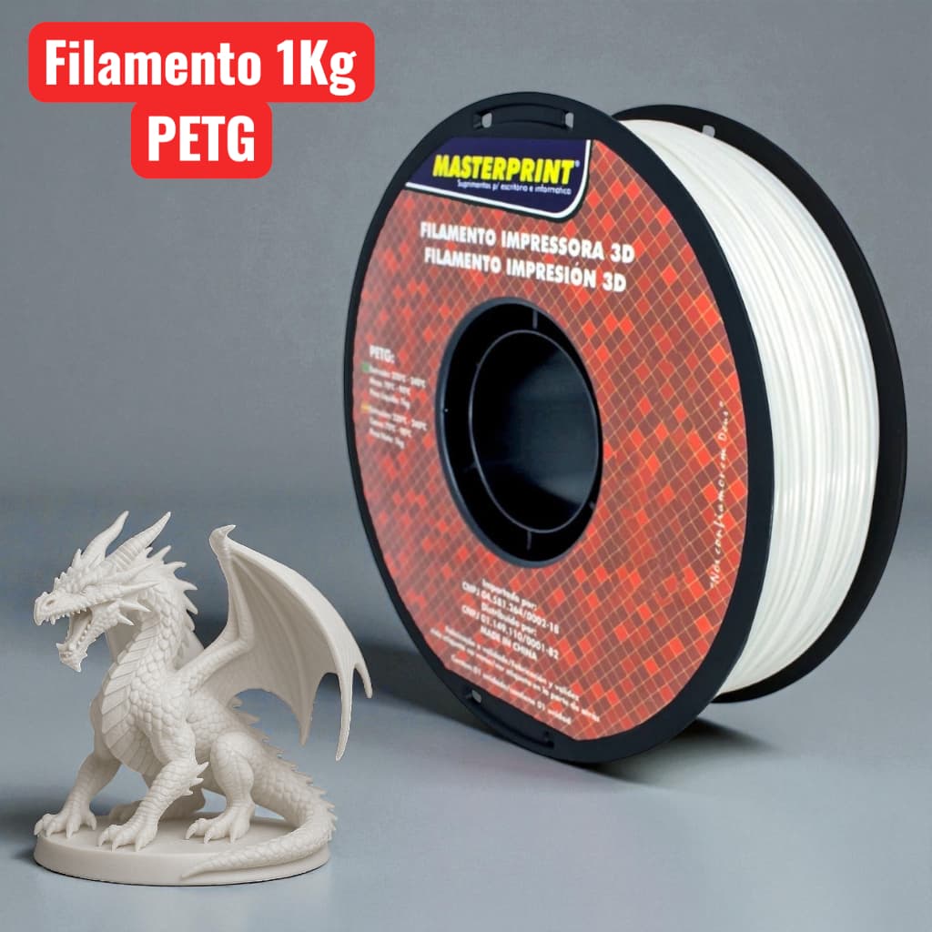 Filamento 3D PETG 1kg 1,75mm impressão Masterprint Premium varias cores 3d