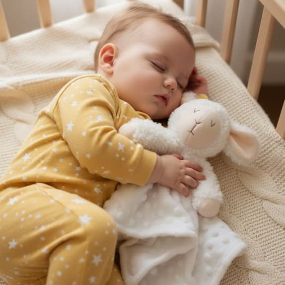 Naninha Premium Ovelha Super Fofinha para Bebê + Prendedor de chupeta – Antialérgica, Macia e Segura