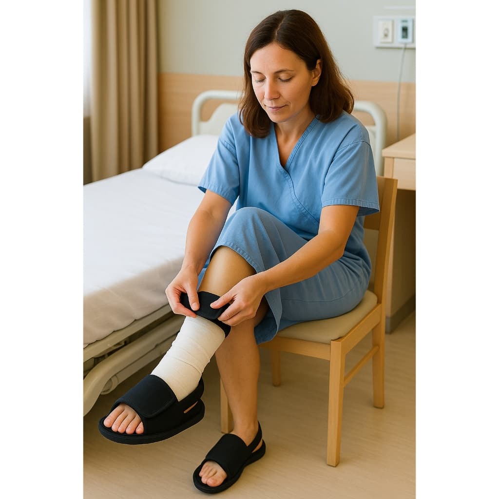 Pantufa Ortopédica Terapeutica Com Fechamento em Velcro Para Pés Diabéticos, Inchados Com machucados.