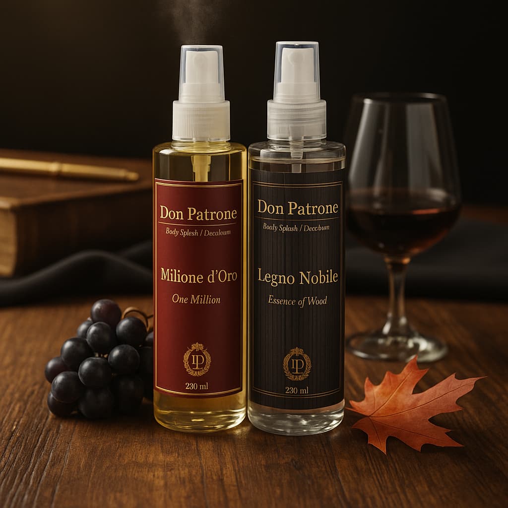 Kit Body Splash Homem 200ml cada Don Patrone Legno Nobile Essência Malbeck  - Milione d’Oro 1 Millione
