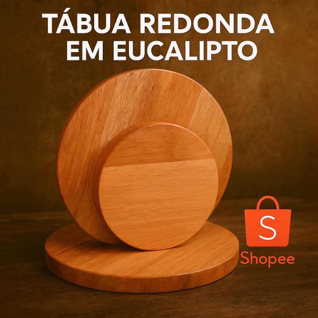 Tábua Redonda Eucalipto Premium Churrasco Frios Pizza e frios.