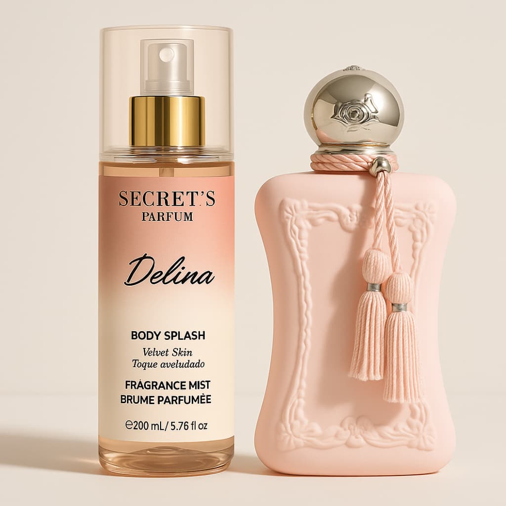 Body Splash Delina Secret's Parfum 200ml - Alta Fixação, Tecnologia Velvet Skin, Rosa, Floral