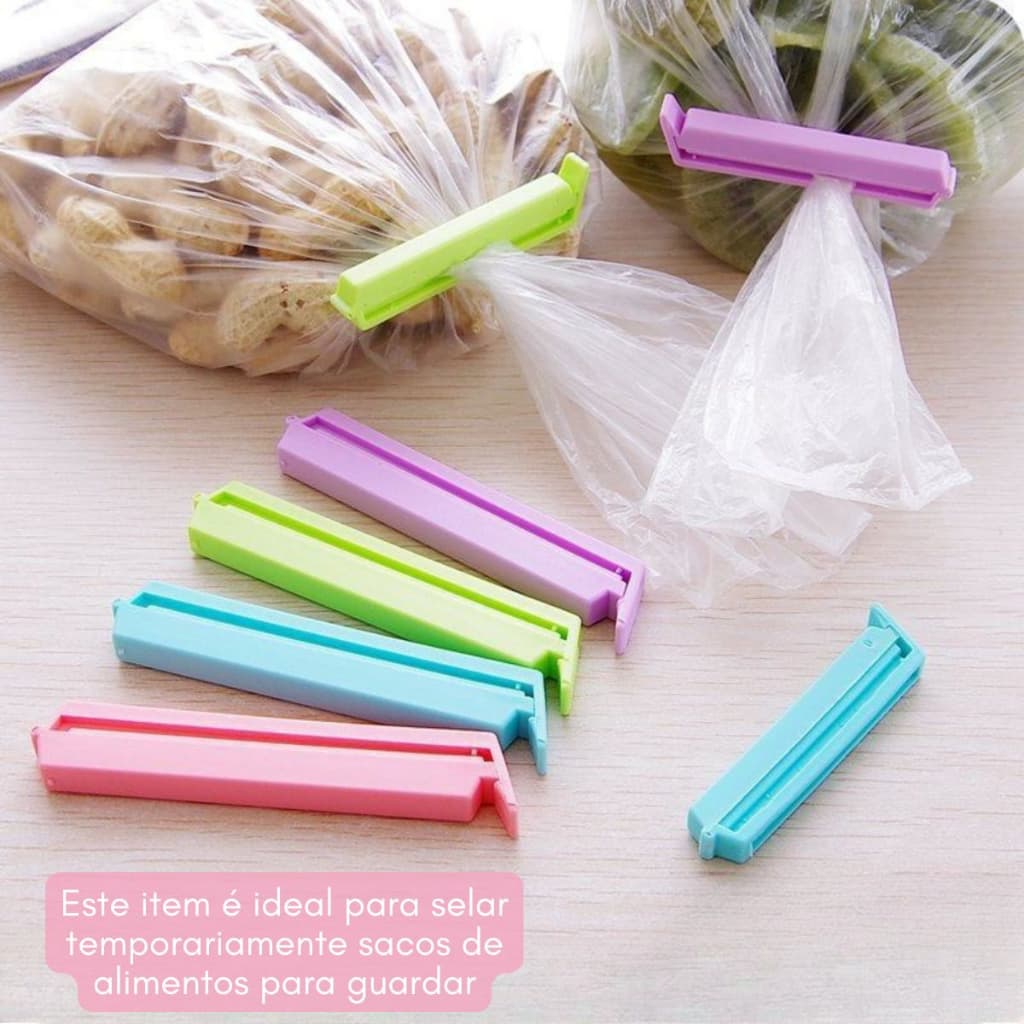 KIT 5 Prendedor Fecho Embalagens Comida Saco Lacre