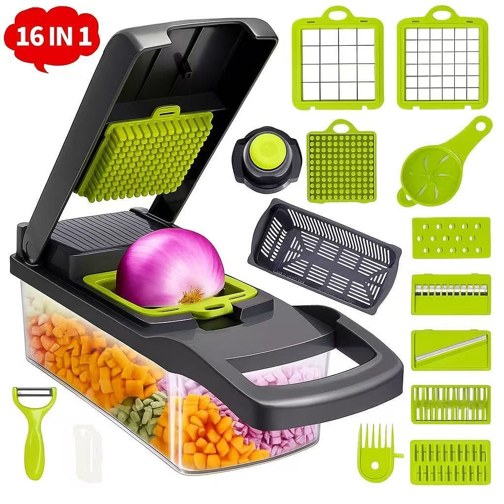 Fatiador de legumes cortador verduras multifuncional profissional em aço inoxidável 16 em 1