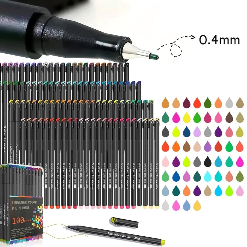 kit 12/24/36/48/60 Canetas Coloridas Fine Line Ponta Fina 0.4 mm 1ª Linha