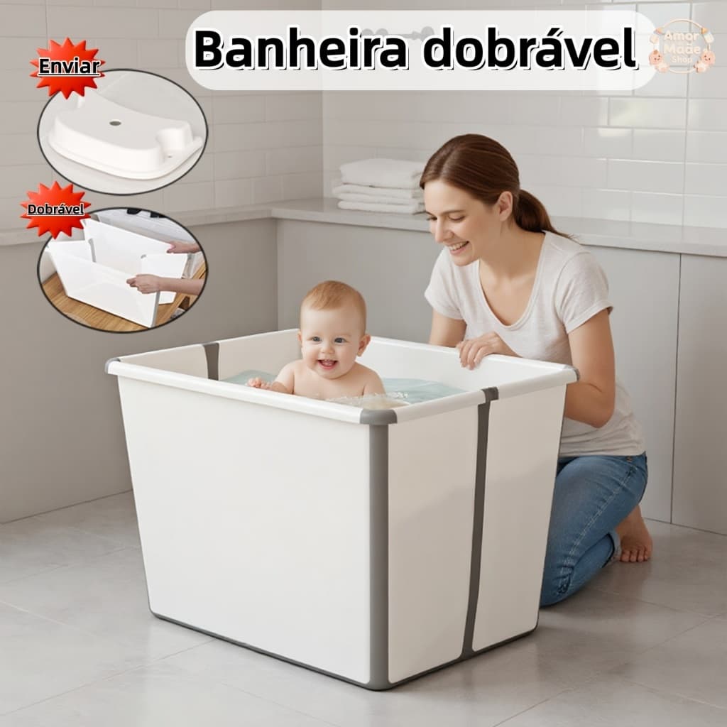 Banheira DobrÃável Port¡til Banheira ParaBebé Com banco de banho