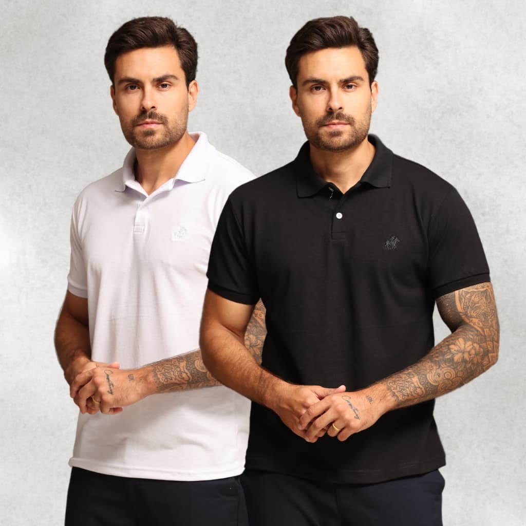 Kit 2 Camisas Polo Piquet Masculina Algodão Premium