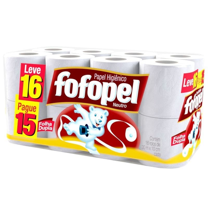 Papel higiênico folha dupla c/16 rolos Fofopel