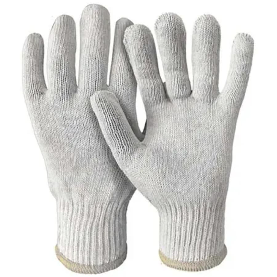 Kit 05 Pares de Luva Pano Proteção de Algodão Tricotada Pedreiro Sem Pigmento Branca