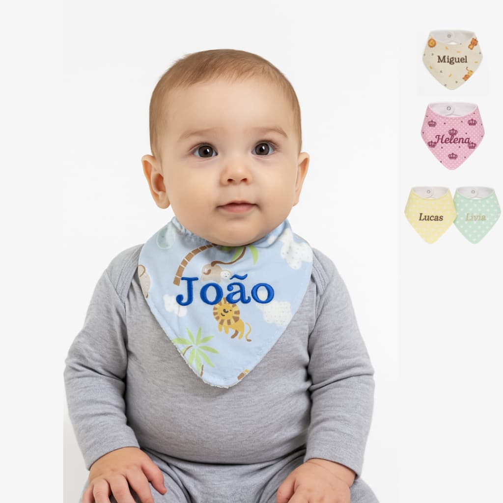 Babadores Personalizados com Nome Bordado | Atoalhado | Menino Menina Unissex