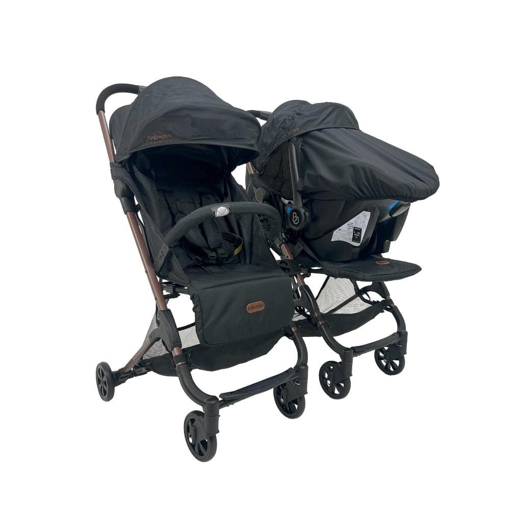 Carrinho de Bebê Galzerano Duolee Duo p/ Gêmeos Preto-Cobre