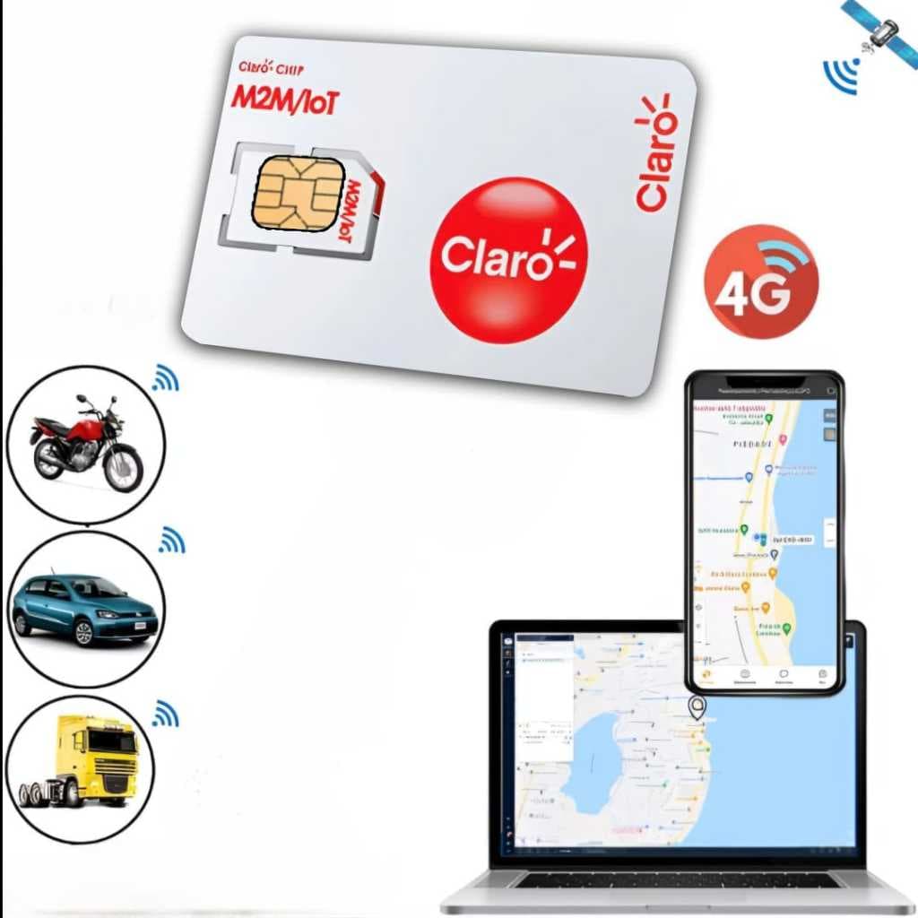 Chip m2m claro para rastreador ec33 4g tk303 j16 4g