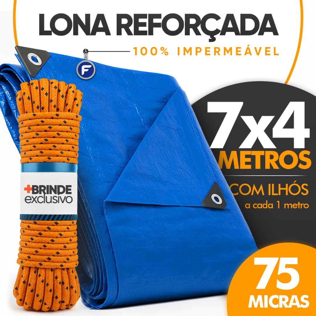 Lona Grande 6x4 6x5 6x6 7x4 7x6 8x4 8x6 10x4 10x8 Impermeável Piscina Construção Reformas + Corda