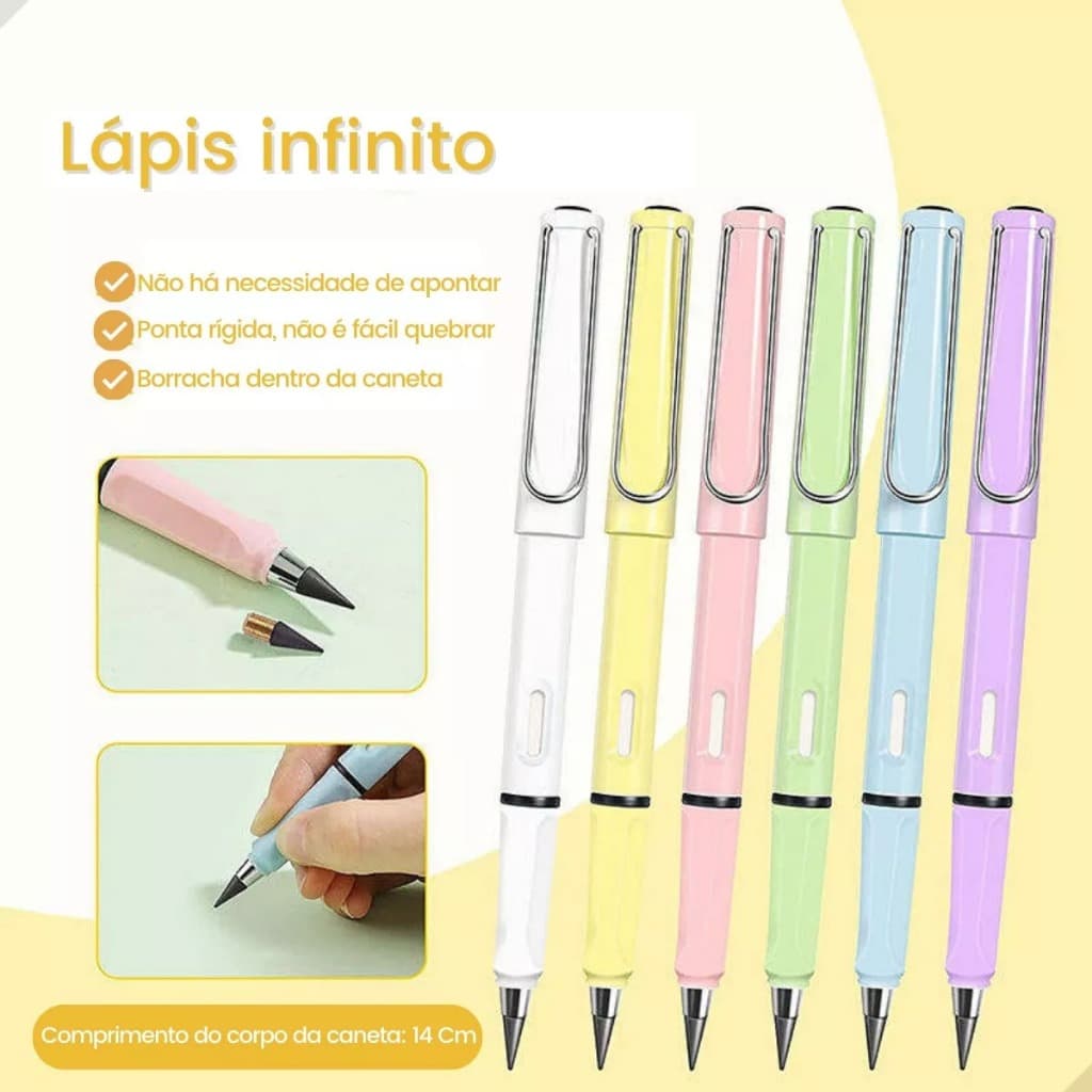 Kit 24 Lápis Infinito Eterno Ecológico Lapiseira Escrita Durável