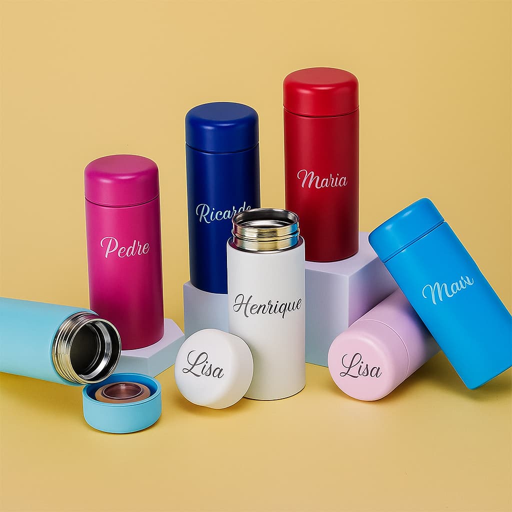 Garrafa Térmica Inox 200ml Personalizada | Parede Dupla | Garrafa Mini Portatil