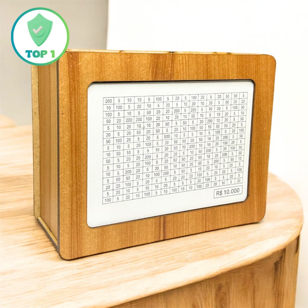 Cofre Marrom Woodbox 1000 5000 10000 Metodo Japones Para Economizar e Guardar Dinheiro