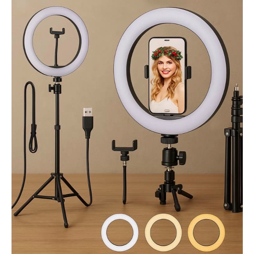 Ring Light Iluminador 10 Polegadas com Tripé Profissional Led Selfie para Celular Profission Premium