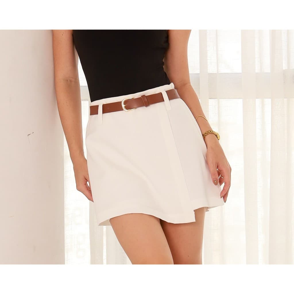 Short Saia Alfaiataria com Forro + Cinto