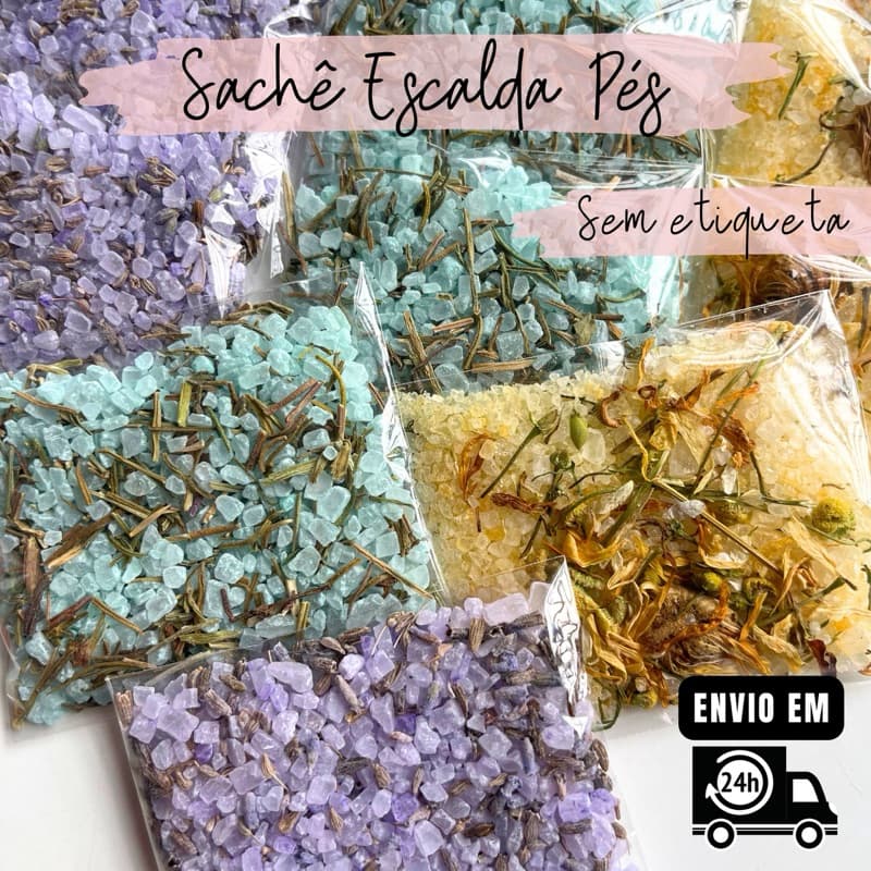 30 | 20 | 10 Kit Escalda Pés Artesanal Relaxante | Lembrancinha | Brinde | Sais | Autocuidado | Spa dos Pés - SACHÊ