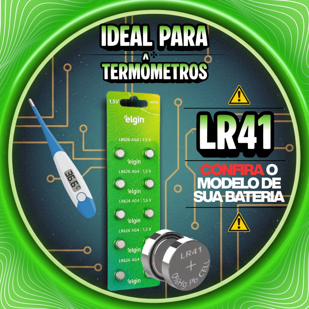 Elgin LR41 AG3 LR736 1,5 V Cartela c/ 10 Elgin (Escolha a quantidade)