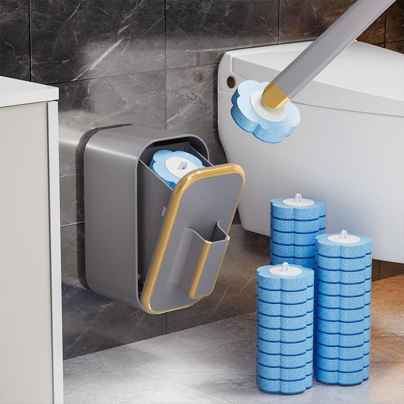 Escova para limpeza de uso sanitário OU refil de esponja descartável, nas cores BRANCA/CINZA C/DOURADO, BRANCA E ROSA