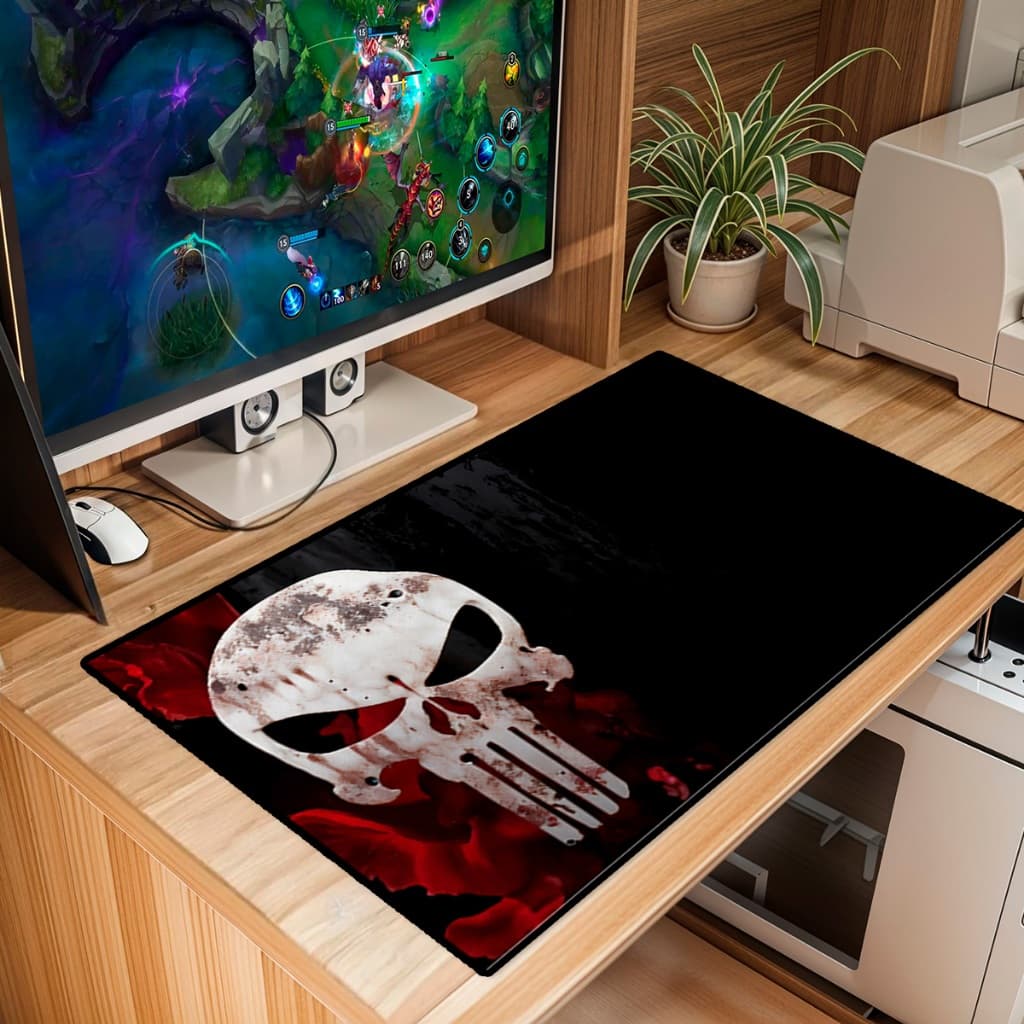 Mouse Pad Grande Gamer Premium Antiderrapante Diversos Tamanhos Tema Caveira Borda Costurada