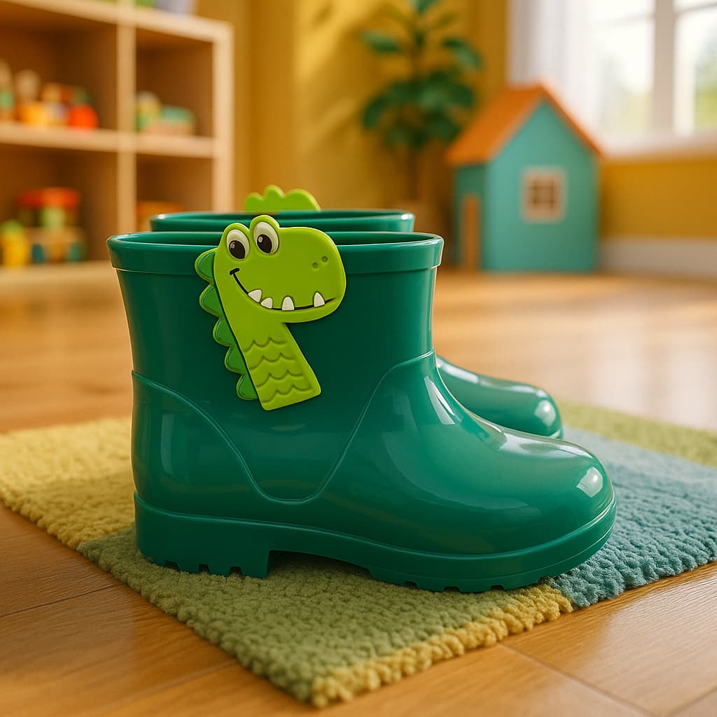 Galocha Infantil Menino Colorido Dino Masculina Foguete Criança Bota Leve Confortável Impermeável