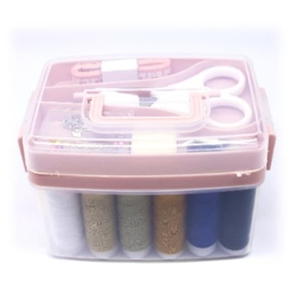 Kit Costura - Maletinha Rosa - Portátil com Acessórios | Linha, Tesoura, Agulhas, Maleta Compacta