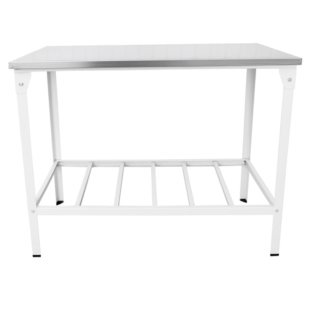 Mesa Industrial Inox Reforçada com prateleira grade paneleiro 112x55 para cozinha padaria gourmet