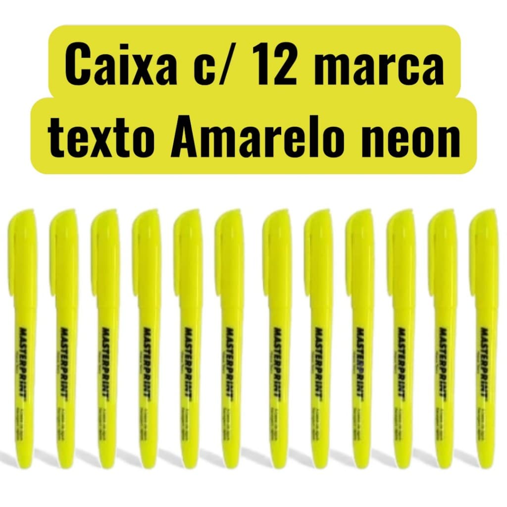 kit 12 unidades marca texto Amarelo neon master print