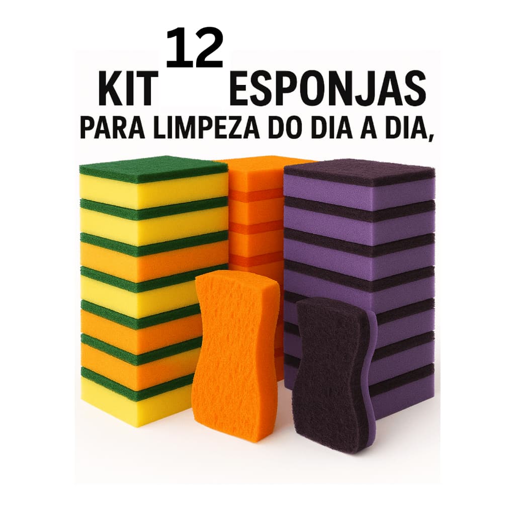 12 Esponjas Bucha de Lavar Louças Multiuso COLORIDA  Dupla Face com pequenos defeitos de Fabricação