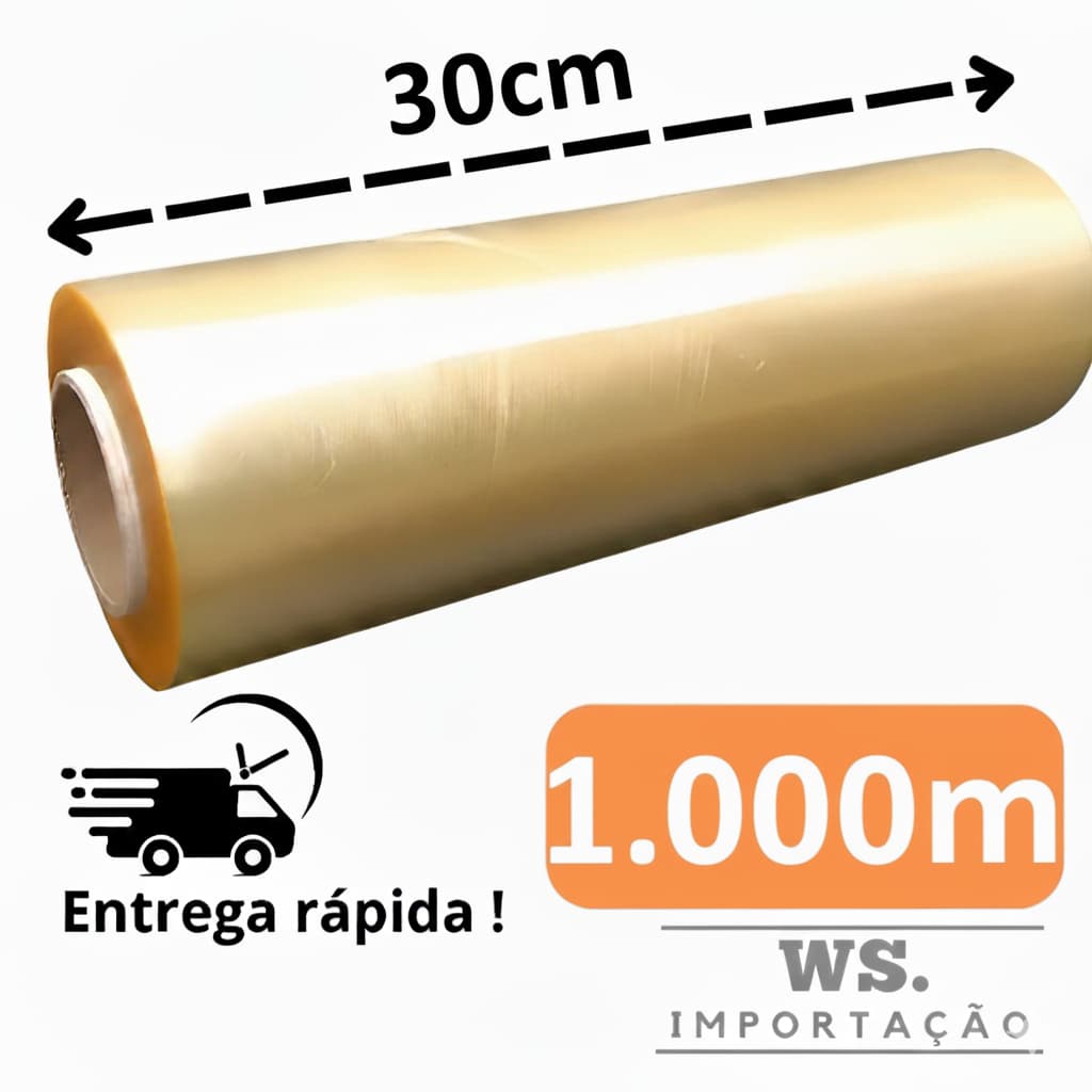 Bobina Plastico Rolo Filme Pvc 30cm X 1000 metros Esticavel Resistente não toxico