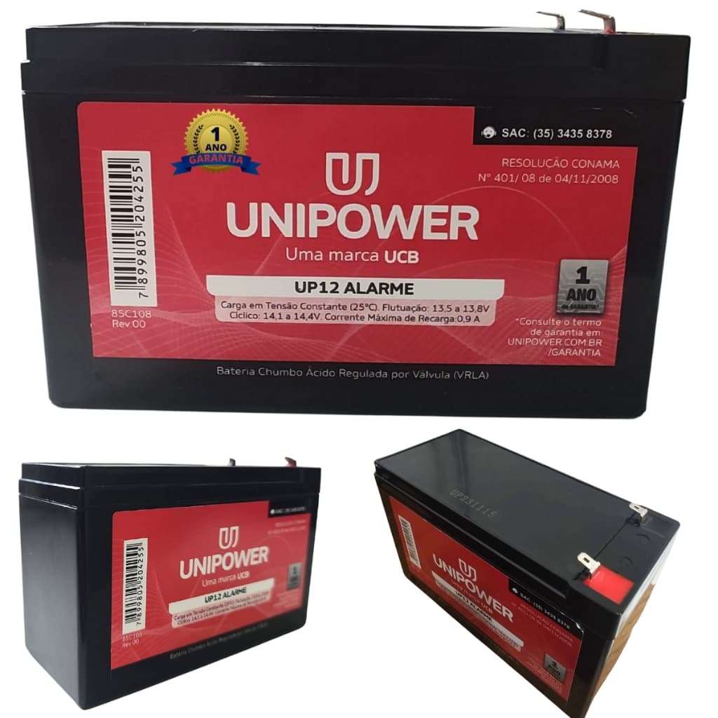 Bateria Alarme NOVA 12v 7ah Vrla Selada Agm Nobreak 1 Ano de Garantia NOVA