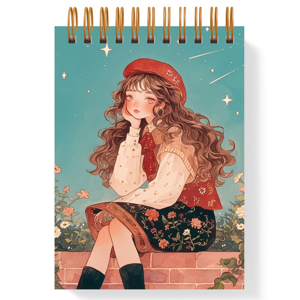 Sketchbook A5 / Bloco de desenho inspirado em garotas de Anime / Folhas 240gr