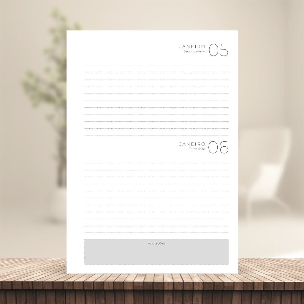 Combo 4 miolos impressos agenda A6 G19 Neutra 75g 228 páginas