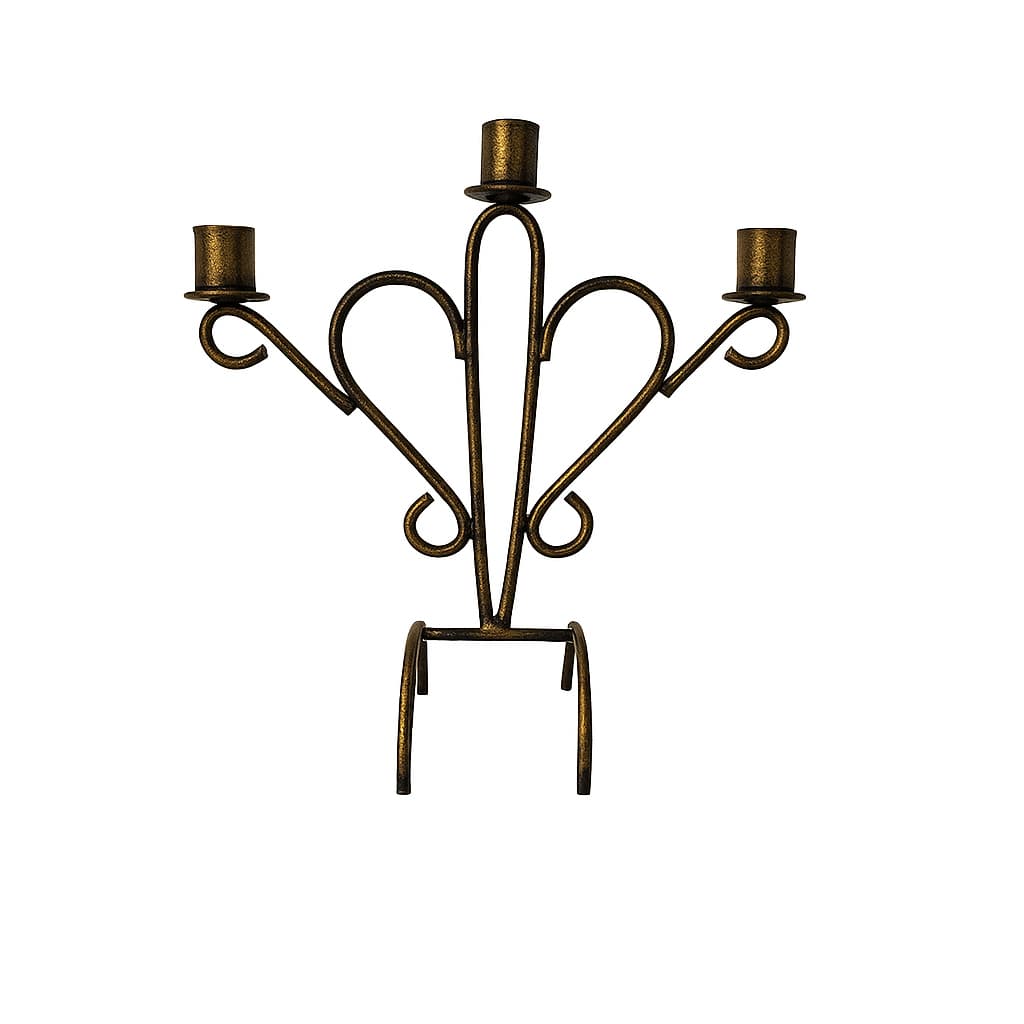 Castiçal Candelabro de Metal Artesanal | Suporte para 3 Velas | Decoração Clássica e Sofisticada Elegante