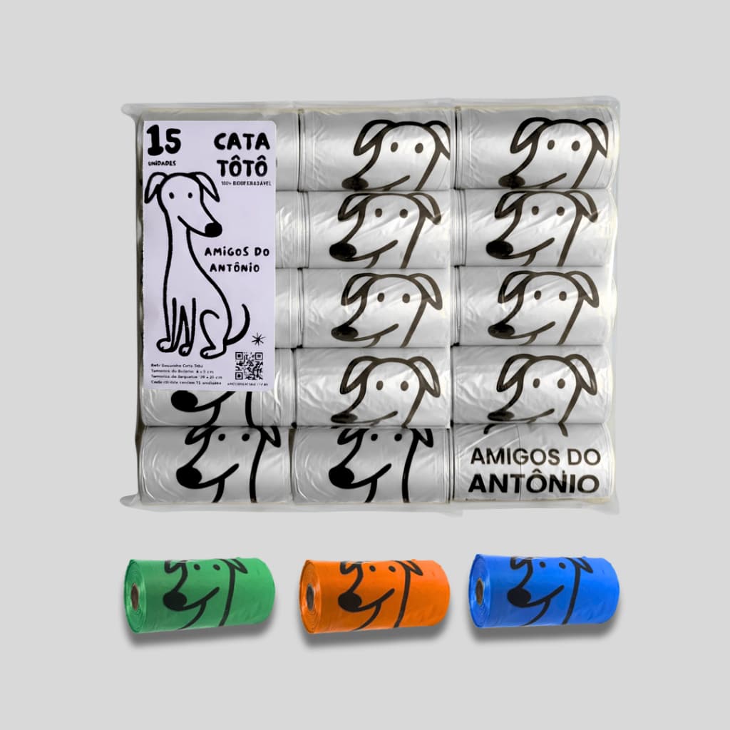 Kit 15 Refil Cata Tôtô Biodegradável 225 unidade Saquinhos