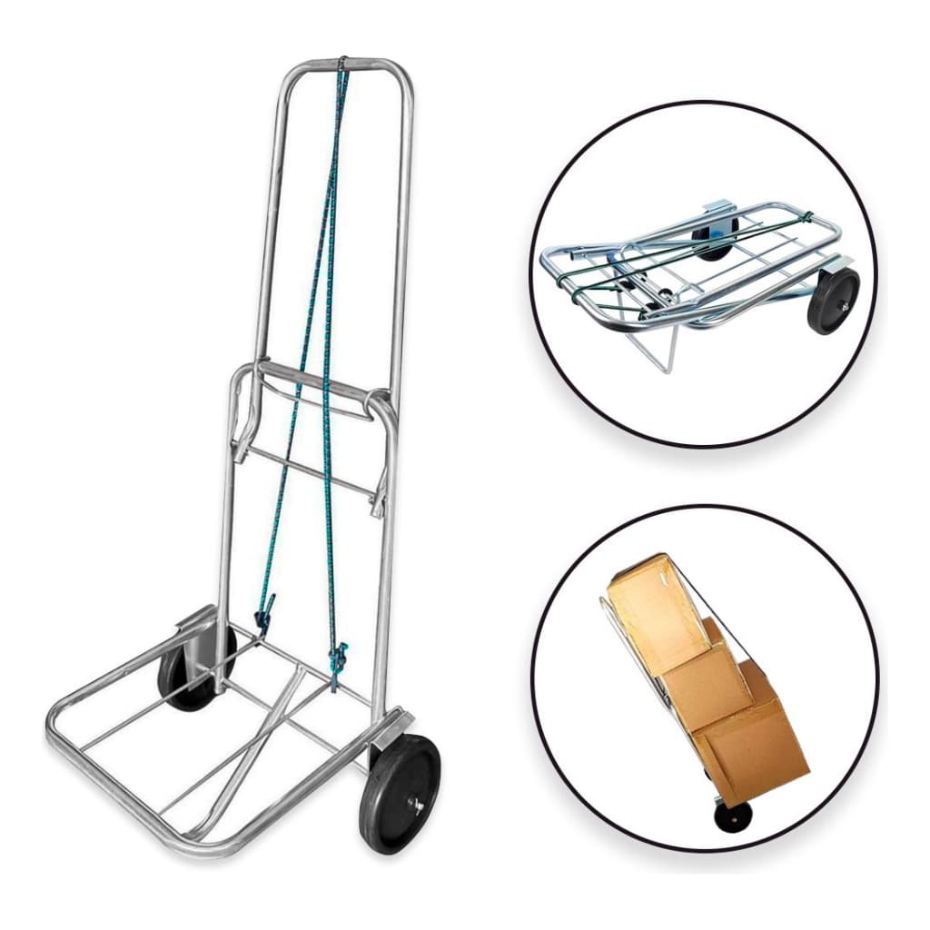 Carrinho de Mão Dobrável Maleiro 50kg Portátil Reforçado Feira Mercado Viagem Compacto