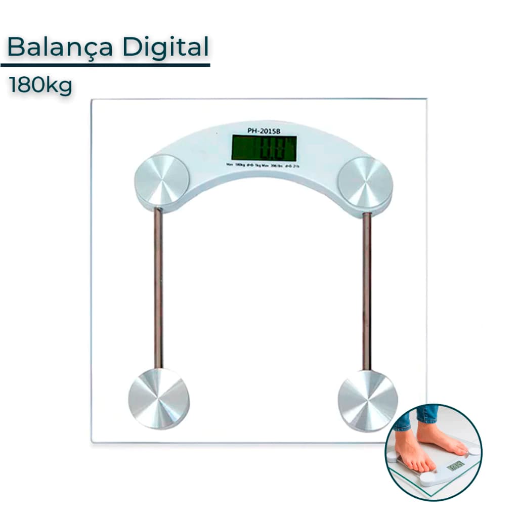 Balança Corporal Digital Até 180kg Com Vidro Temperado Premium